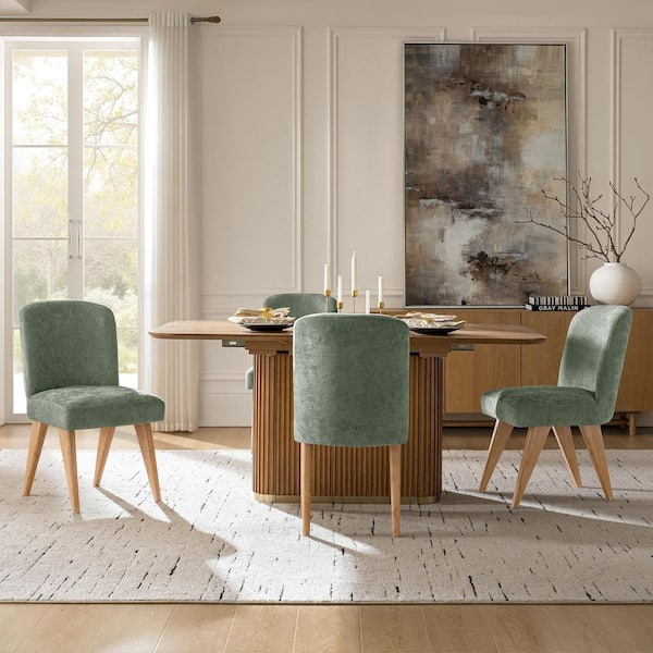 Guillerme Olive Modern Polyester Dining Chairs (Set of 4)