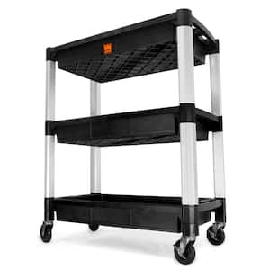 300 lbs. Capacity 32 in. x 18.5 in. Triple Decker Service 3-Tray and Utility Cart