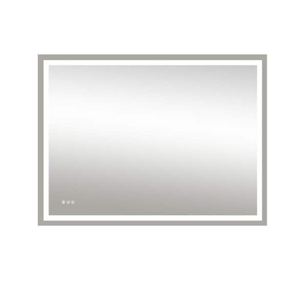 Unbranded 48 in. W x 36 in. H Rectangular Framless Anti-Fog Dimmable LED Mirror with Front and Backlight