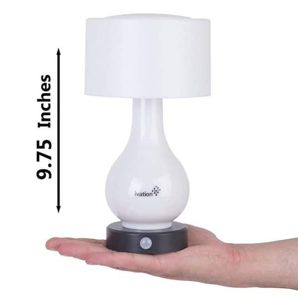Ivation 10 Inch White Battery Operated 6 Led Motion Sensing Small Table Lamp Ivamslp10 The Home Depot