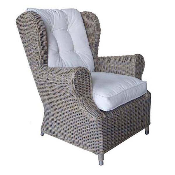 Padma's Plantation Outdoor Kubu Wing Chair with White Cushion