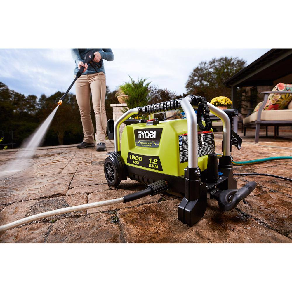 RYOBI RY1419MTVNM-SC 1900 PSI 1.2 GPM Cold Water Wheeled Electric Pressure Washer with 12 in. Surface Cleaner RYOBI RY1419MTVNM-SC 1900 PSI 1.2 GPM Cold Water Wheeled Electric Pressure Washer with 12 in. Surface Cleaner