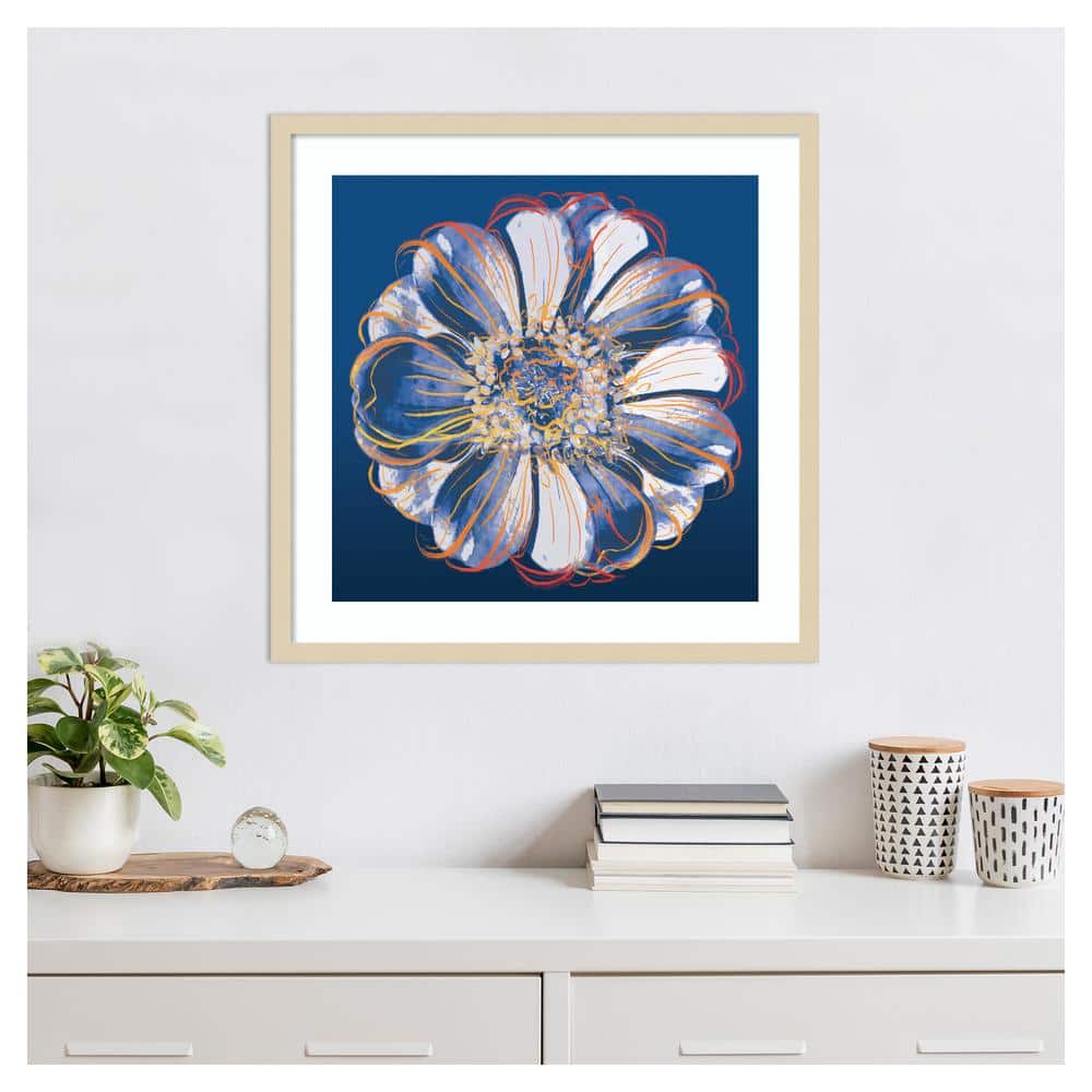 Flower Pop Pastel I Blue and Orange Framed Wall Art Print