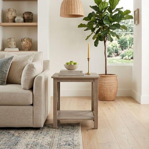 Hampton Weathered Taupe Gray End Table