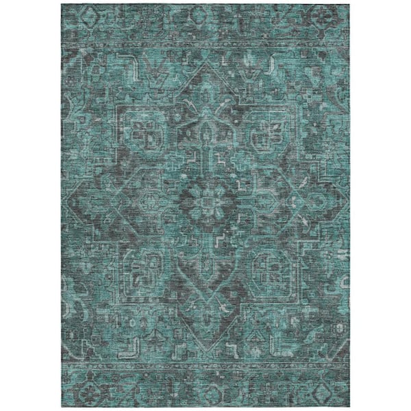 Chantille ACN571 Turquoise 2 ft. 6 in. x 3 ft. 10 in. Machine Washable Indoor/Outdoor Geometric Area Rug