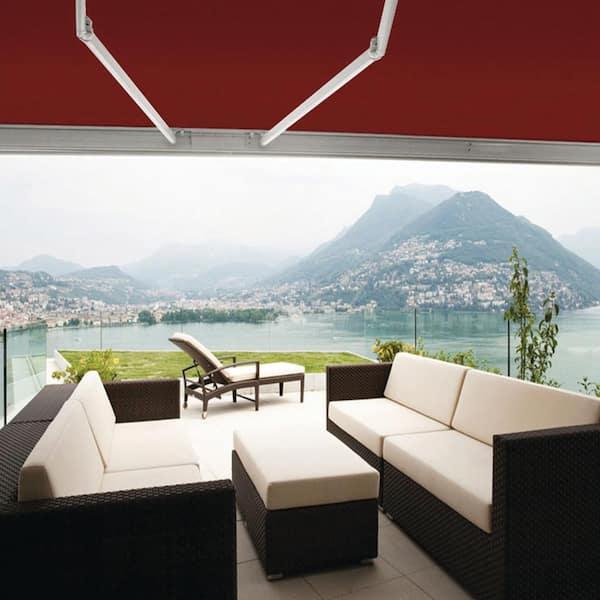10 ft. Luxury L Semi-Cassette Manual Retractable Patio Awning (98 in. Projection) in Terracotta