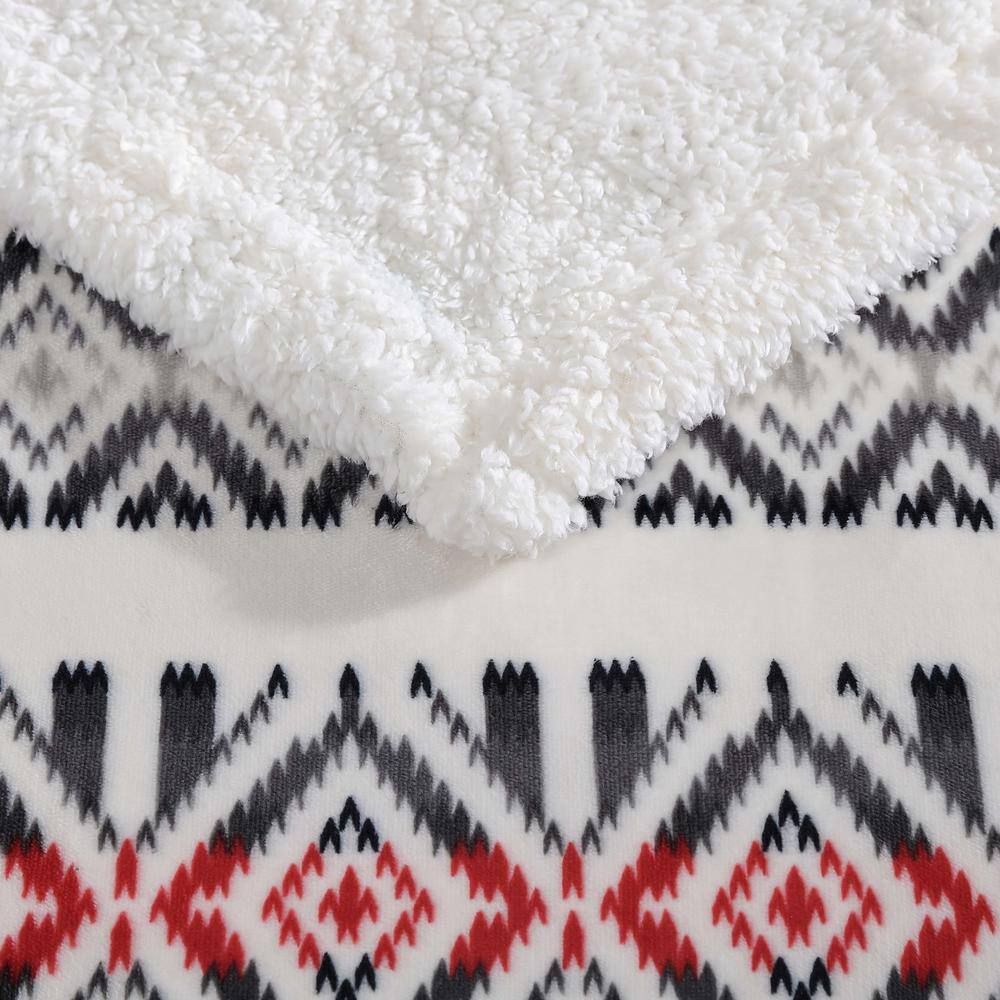 Mountain Village Chili Red and White Reversible Sherpa Throw Blanket