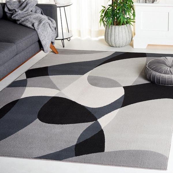 Odyssey 8 ft. x 10 ft. Gray/Black Ivory Abstract Geometric Area Rug