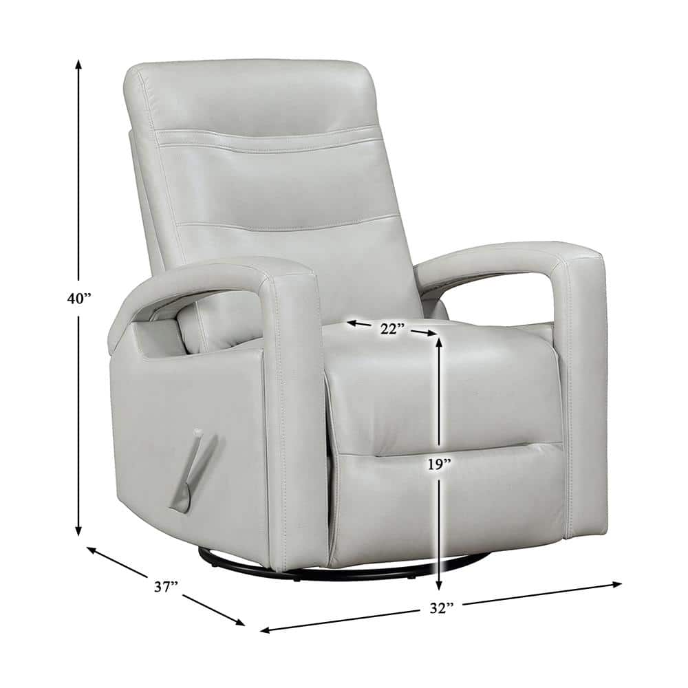Gray Faux Leather Swivel Recliner with Tufted Back