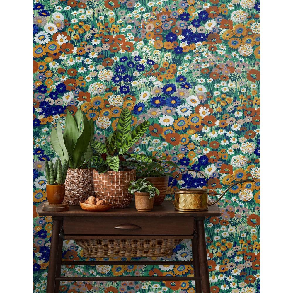 Summer Glades and Terra Cotta Floral Vinyl Peel and Stick Wallpaper