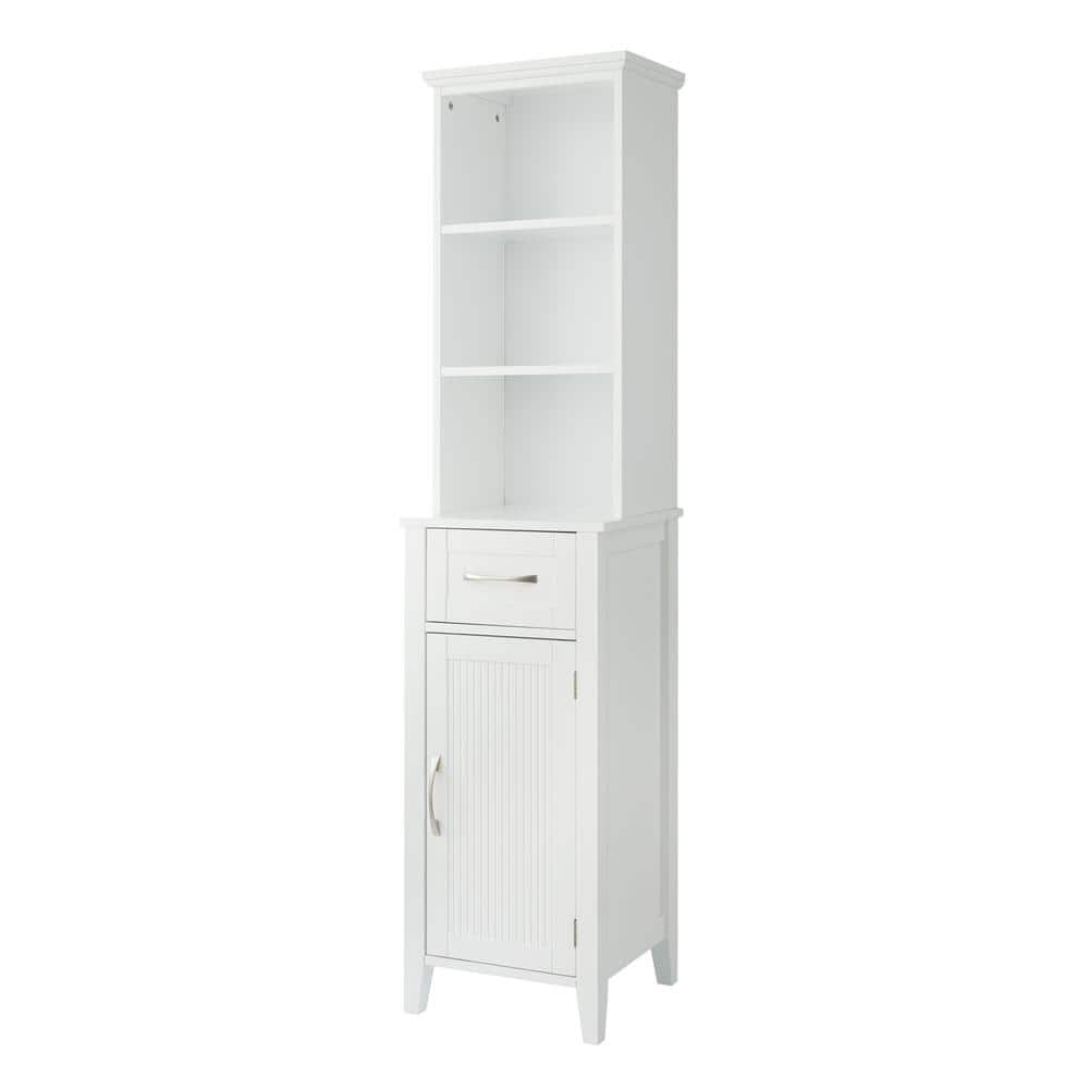 Newberry Tall Bathroom Storage Cabinet – Linen Tower, White – 2kfurniture