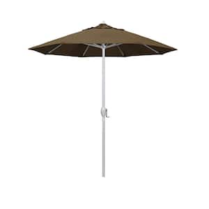 7.5 ft. Matted White Aluminum Market Patio Umbrella Auto Tilt in Linen Sesame Sunbrella