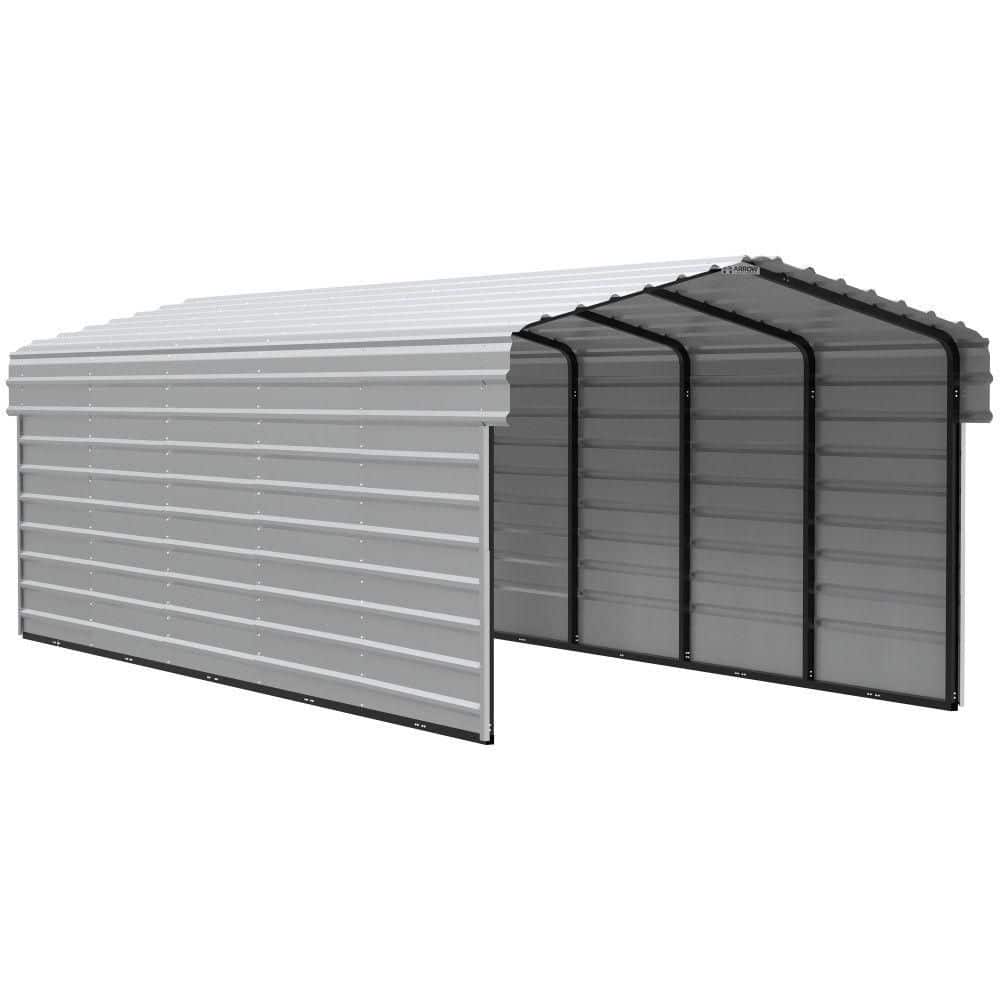 ARROW 10 ft. W x 24 ft. D x 7 ft. H Eggshell Galvanized Steel Carport with 2-Side Wall Kits (CPH102407ECL2)