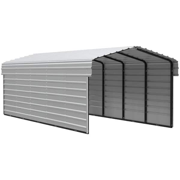 10 ft. W x 24 ft. D x 7 ft. H Eggshell Galvanized Steel Carport with 2-Side Wall Kits