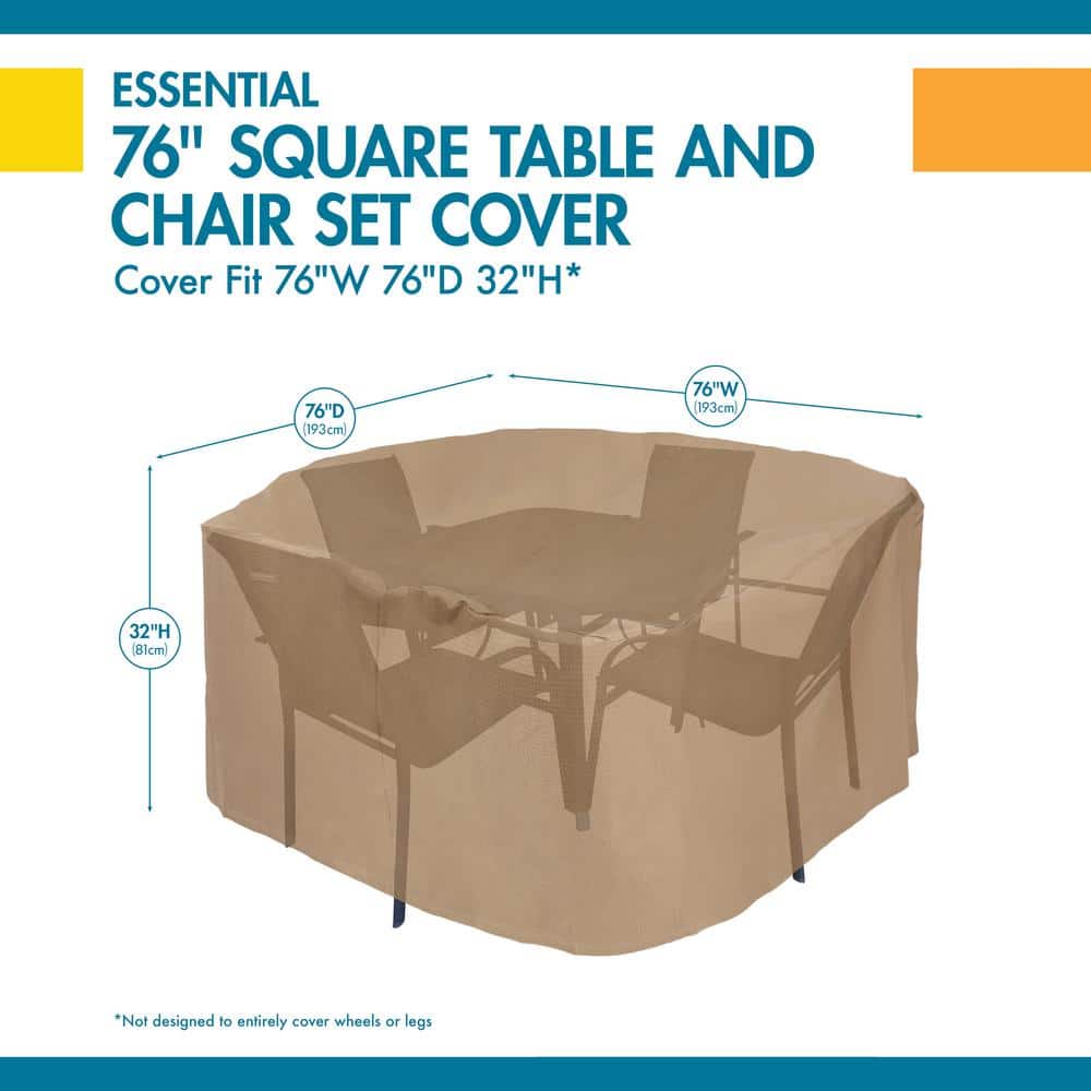 Latte Water-Resistant 76 Inch Square Patio Table & Chair Cover