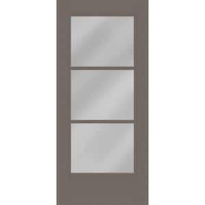 Legacy 36 in. x 80 in. Universal Handing Icon 3L Modern Clear Glass Kindling Fiberglass Front Door Slab