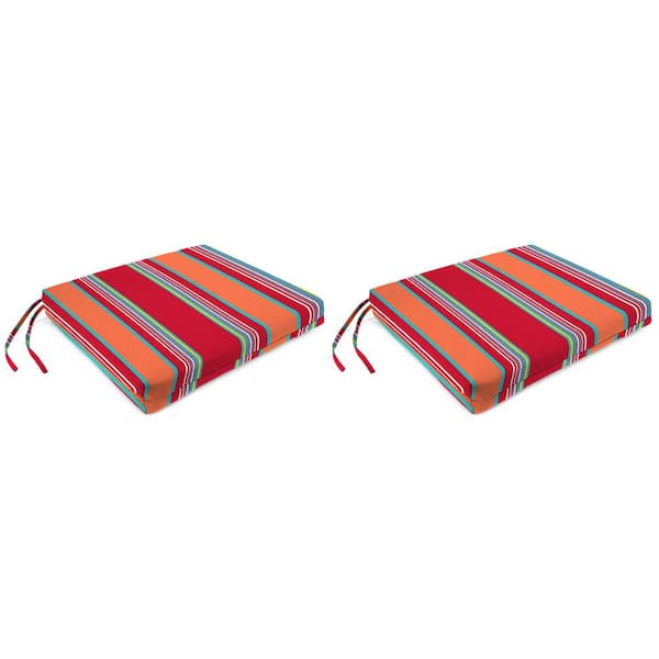 Jordan Manufacturing 19 in. L x 17 in. W x 2 in. T Outdoor Rectangular Chair Pad Seat Cushion in Mulberry Red (2-Pack)