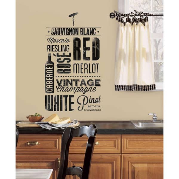 RoomMates 5 in. x 11.5 in. Wine Lovers Peel and Stick Wall Decal