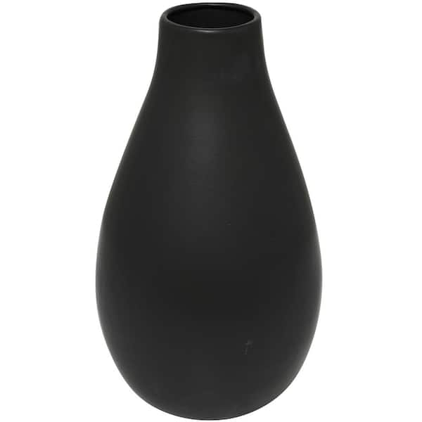 Litton Lane 20 in. Black Matte Ceramic Decorative Vase