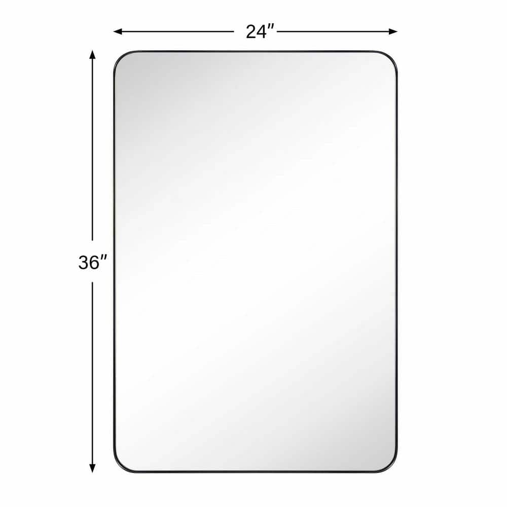 Large Rectangular Black Metal Framed Bathroom Vanity Mirror