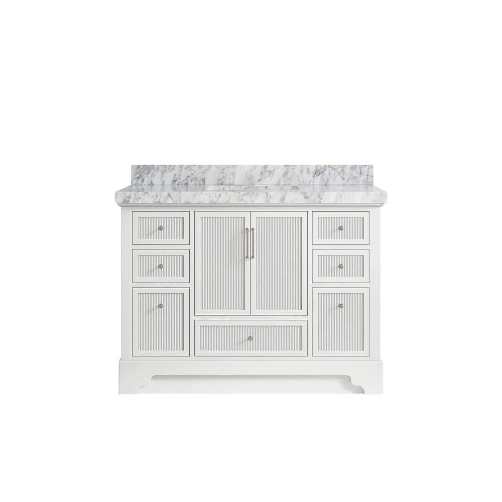 Alys 48 in. W x 22 in. D x 36 in. H Single Sink Bath Vanity in White with 2 in. Carrara Marble Top price history on PriceWatchPro