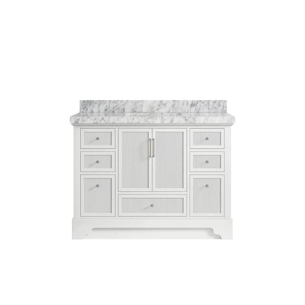 Willow Collections Alys 48 in. W x 22 in. D x 36 in. H Single Sink Bath Vanity in White with 2 in. Carrara Marble Top