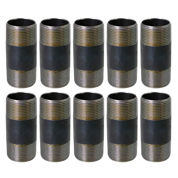 PLUMBFLEX Black Steel Pipe, 1-1/4 in. x 4 in. Nipple Fitting (Pack of 10)