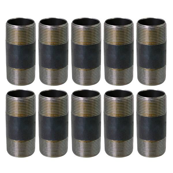 Black Steel Pipe, 1-1/4 in. x 4 in. Nipple Fitting (Pack of 10)