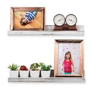 Ted Wall Mount Narrow Picture Ledge Shelf Display:17 Inch Floating:Washed White Set of 2