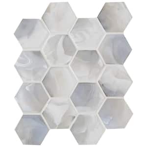 Akoya Pearl Hexagon 10.95 in. x 12.6 in. Mixed Glass Floor and Wall Tile (0.96 sq. ft./Each)