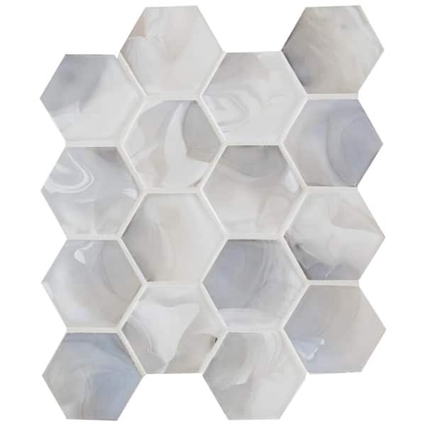 MSI Take Home Sample - Akoya Pearl Hexagon 4 in. x 4 Glass Mosaic Tile