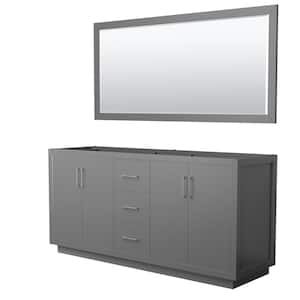 Icon 71 in. W x 21.75 in. D x 34.25 in. H Double Bath Vanity Cabinet without Top in Dark Gray with 70" Mirror