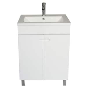 24 in. W x 18 in. D x 33 in. H Single Sink Bath Vanity in White with White Top and Faucet