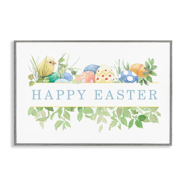 Stupell Industries Floral Happy Easter by Lanie Loreth Gray Framed