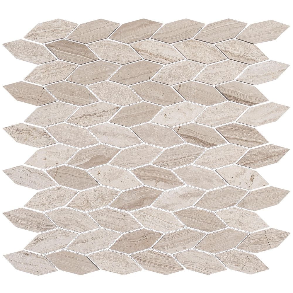 Channing Clai Elongated Hex Tan 4.5 in. x 8.25 in. Smooth Natural Stone Mos