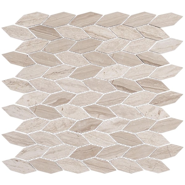 Channing Clai Elongated Hex Tan 4.5 in. x 8.25 in. Smooth Natural Stone Mosaic Wall Tile Sample