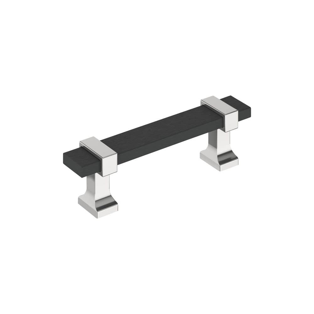 Overton 3 in. (76mm) Center-to-Center Modern Brushed Matte Black/Polished Chrome Bar Cabinet Pull price history on PriceWatchPro