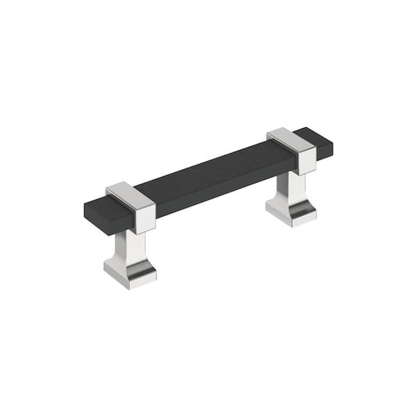 Overton 3 in. (76mm) Center-to-Center Modern Brushed Matte Black/Polished Chrome Bar Cabinet Pull