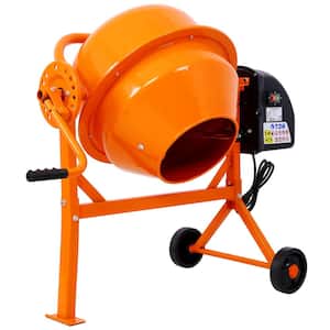 Orange Cement Mixer 5 cu. ft. Electric Concrete Mixer Machine 650 Watt AC Motor Portable Pow