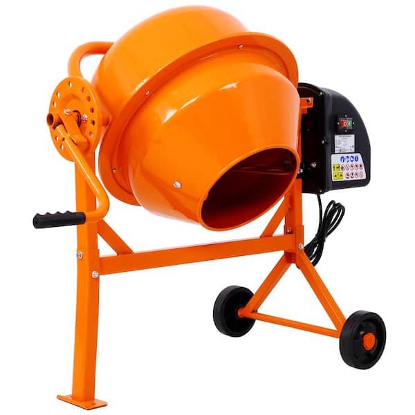 Unbranded Orange Cement Mixer 5 cu. ft. Electric Concrete Mixer Machine 650 Watt AC Motor Portable Pow