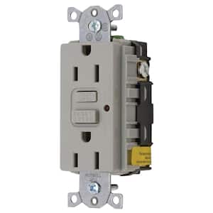 GFCI Duplex Receptacle With Cover Plate, Gray