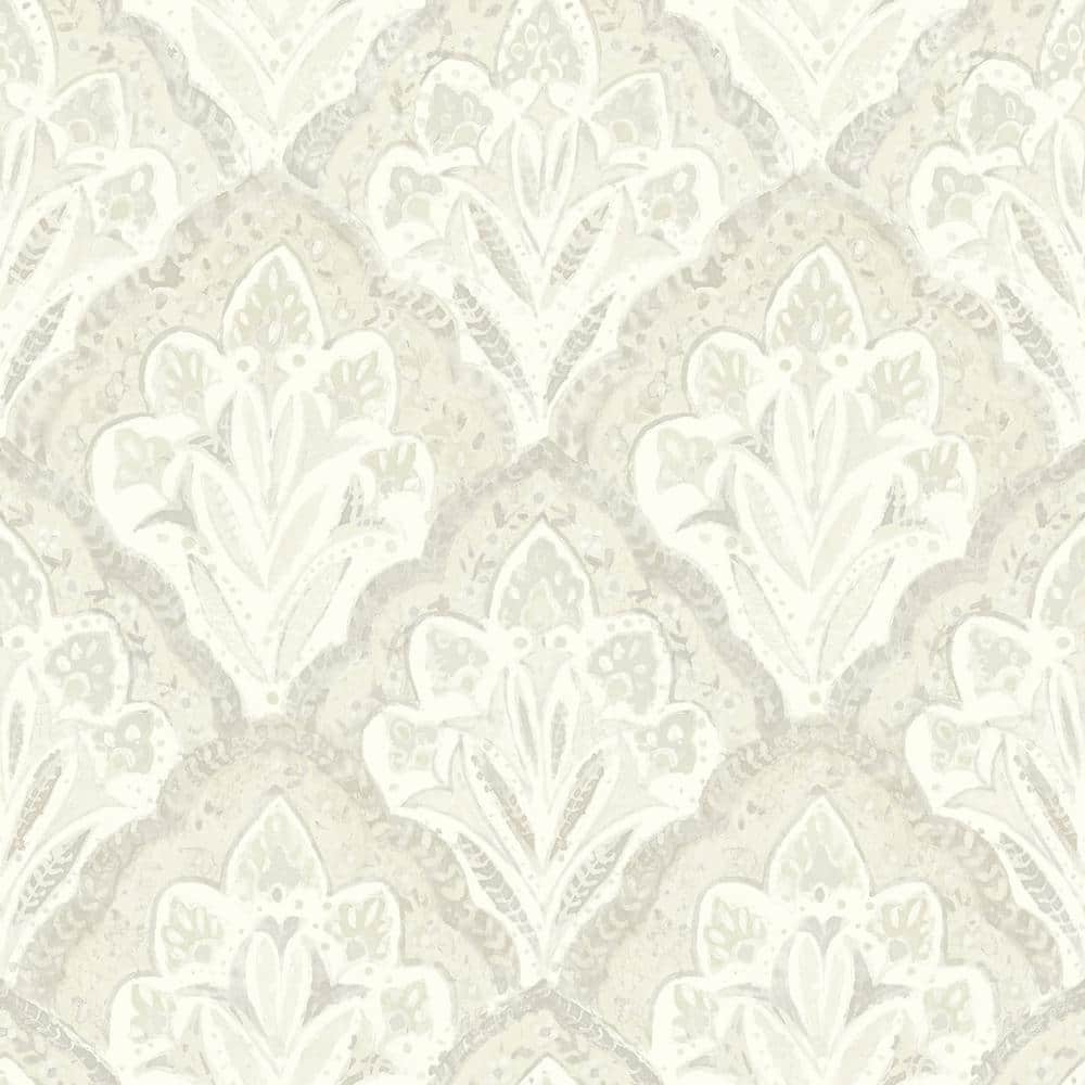 Chesapeake Mimir Quilted Damask White Prepasted Non Woven Wallpaper ...