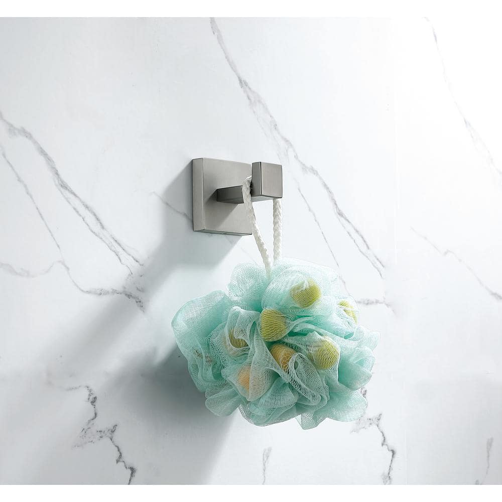 Brushed Nickel Stainless Steel Square J-Hook Towel and Robe Hook