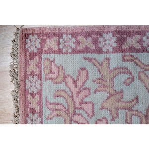 6 ft. x 9 ft. Pink Hand-Knotted Wool Traditional Heriz Rug Area Rug