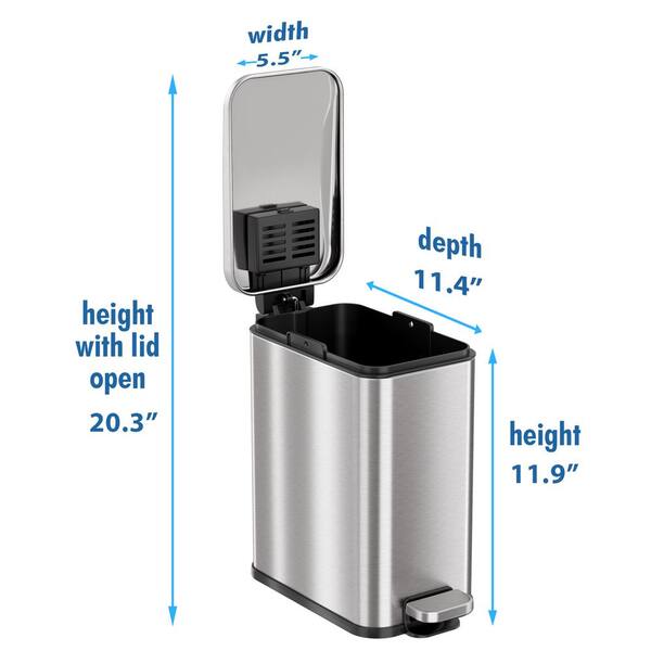 iTouchless 13 Gal. and 1.32 Gallon SoftStep Stainless Steel Step Trash Can  Combo Set for Kitchen and Bathroom, Removable Bucket CPC1305SS - The Home  Depot