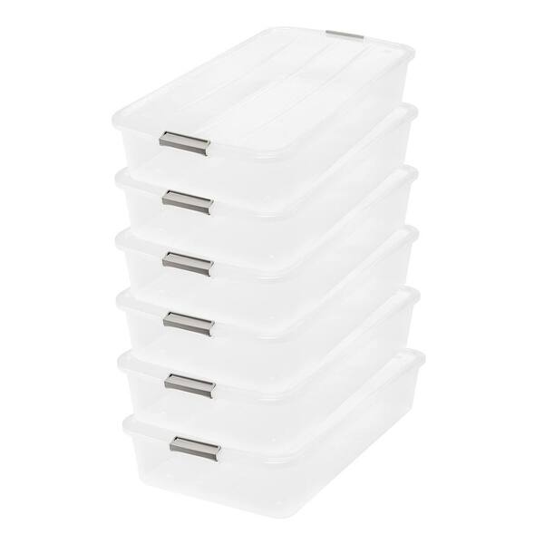 IRIS USA 50 qt. Clear Plastic Underbed Latched Stack Storage Container (6-Pack)