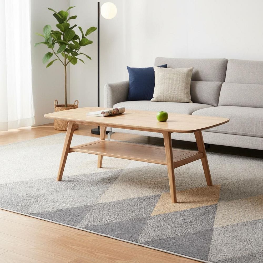 Natural 39.4 in. Oak Wood Center Table Low Coffee Table End Table with Storage Shelf Writing Desk for Living Room price history on PriceWatchPro