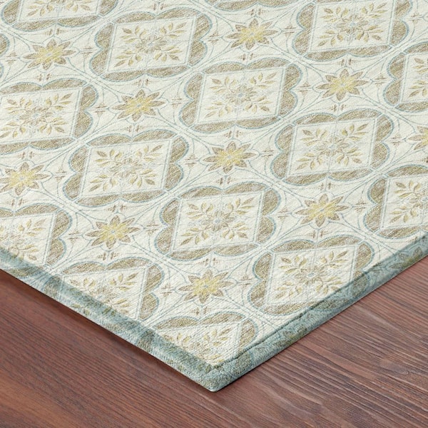 Chantille Machine Washable Indoor/Outdoor Abstract ACN2631 Ivory 2 ft. x 7 ft. Runner Rug