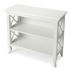 Masterpiece 30.25 in. Glossy White Wood 2-shelf Standard Bookcase