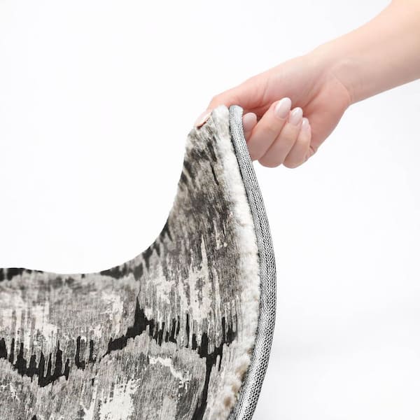 Dream Shag Premium Machine Washable Abstract ADS767 Black 9 ft. x 12 ft. Area Rug